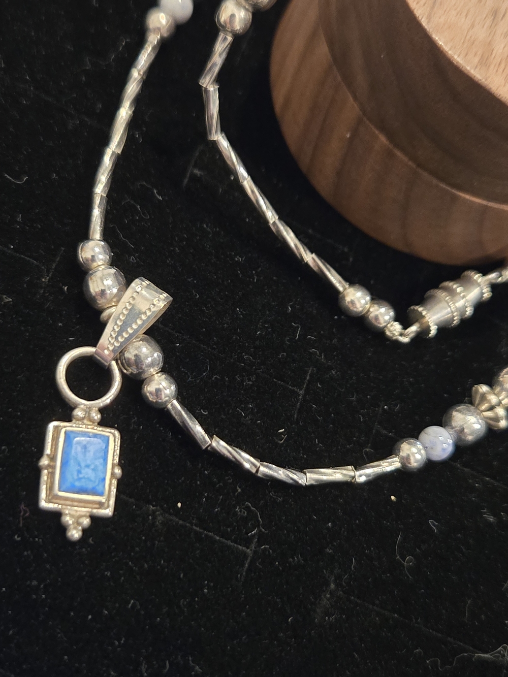 Sterling Silver Blue Stone Pendant Necklace